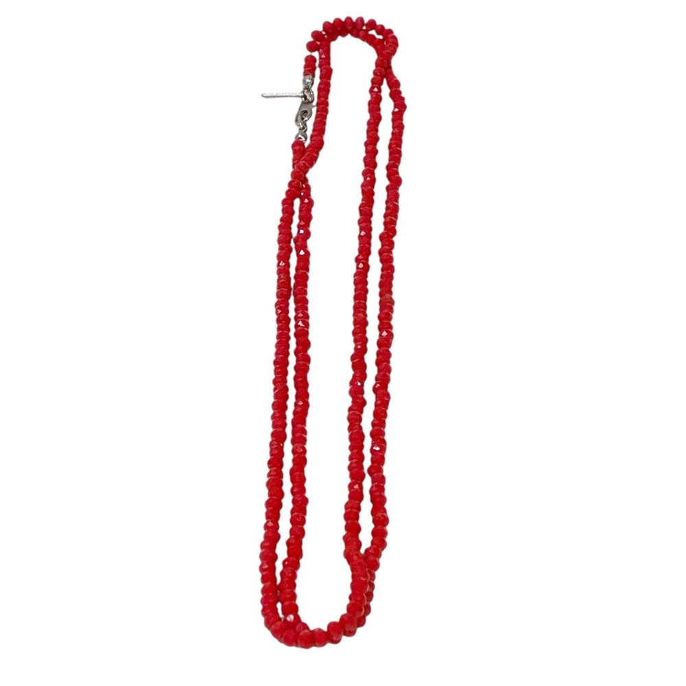 Freedom Red Glass Beaded Single Strand Necklace Jewelry‎